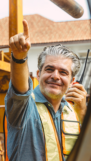 Crew in safety gear onsite